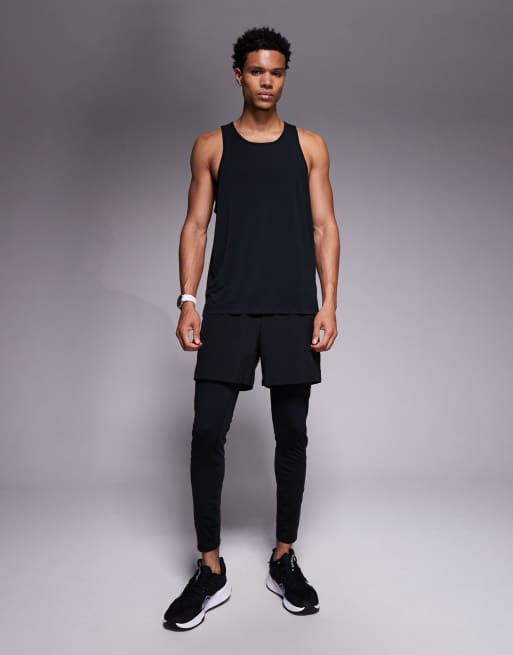 4505 quick dry performance jersey dropped armholes tank top with scoop neck in black, 2 of 5