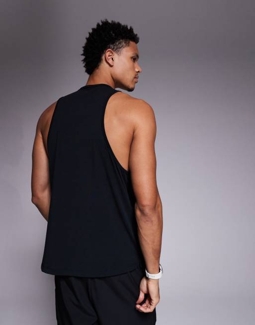 4505 quick dry performance jersey dropped armholes tank top with scoop neck in black, 3 of 5