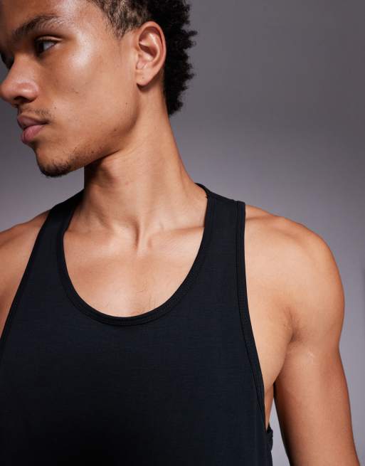 4505 quick dry performance jersey dropped armholes tank top with scoop neck in black, 4 of 5
