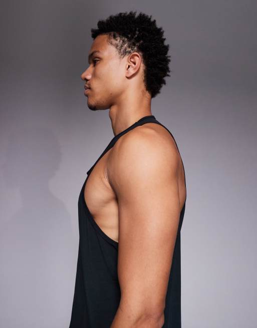 4505 quick dry performance jersey dropped armholes tank top with scoop neck in black, 5 of 5