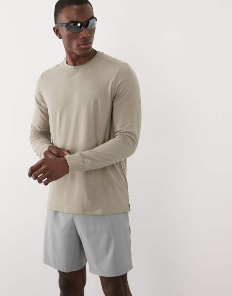 4505 quick dry performance jersey long sleeve training top in sandstone