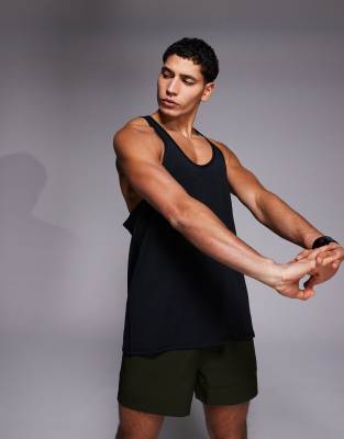 4505 Quick Dry Performance Jersey Stringer Training Tank Top In Black