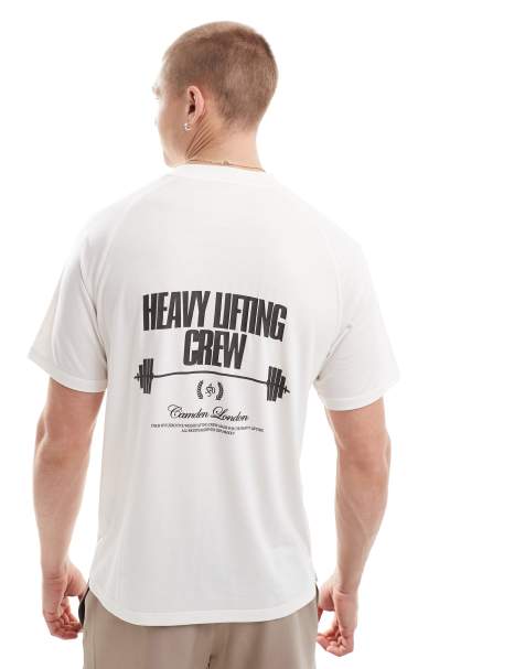 4505 quick dry performance jersey training back print t-shirt in off white - view 1