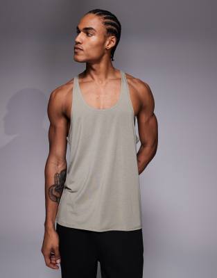 4505 Quick Dry Performance Jersey Training Stringer Tank Top In Gray