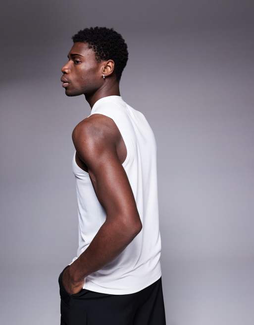 4505 quick dry performance jersey training tank top in white, 2 of 4