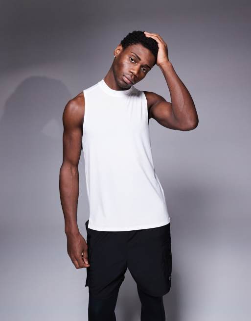 4505 quick dry performance jersey training tank top in white, 3 of 4
