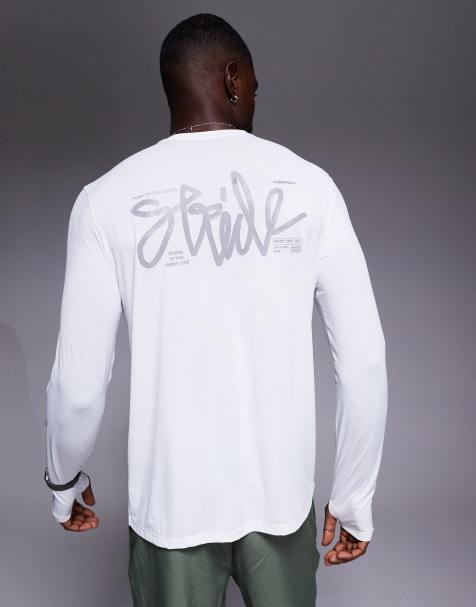 4505 quick dry performance mesh back print long sleeve t-shirt in white - view 1