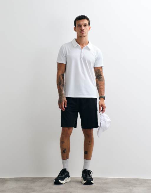 4505 quick dry performance polo shirt with zip neck in white, 3 of 5