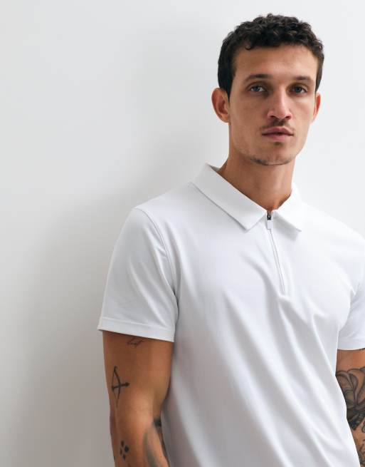 4505 quick dry performance polo shirt with zip neck in white, 4 of 5