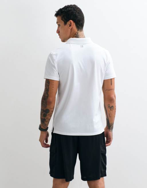 4505 quick dry performance polo shirt with zip neck in white, 5 of 5