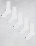 [ASOS] 4505 quick dry running socks with arch support 5 pack in white L White