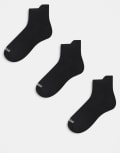 [ASOS] 4505 quick dry running trainer socks with arch support 3 pack in black L Black