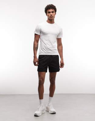4505 Quick Dry Seersucker 5-inch Tennis Shorts With Zip Pockets In Black