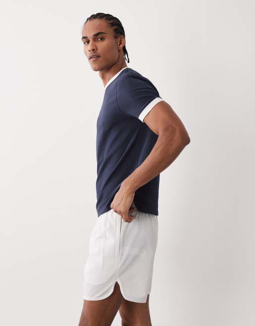 4505 quick dry seersucker 5" tennis shorts with zip pockets in white, 4 of 5