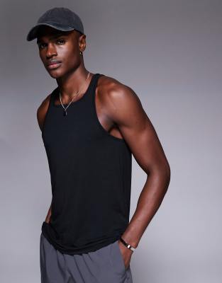 4505 быстросохнущая облегающая майка для тренировок с квадратным вырезом черного цвета 