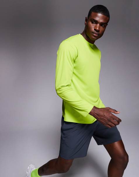 4505 quick dry technical mesh relaxed fit long sleeve running t-shirt in acid green - view 1