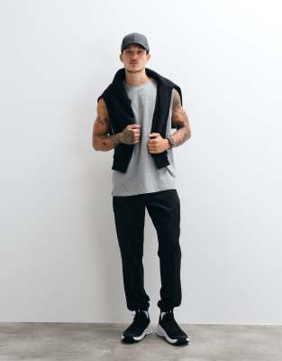 4505 Quick Dry Woven Cargo Track Sweatpants With Zip Pockets In Black