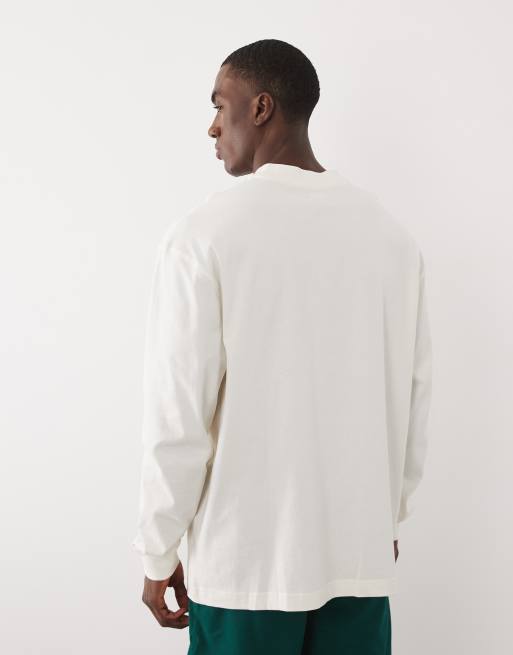 4505 - Råhvid langærmet oversized trænings-T-shirt i bomuld med hurtigttørrende finish, 3 af 5