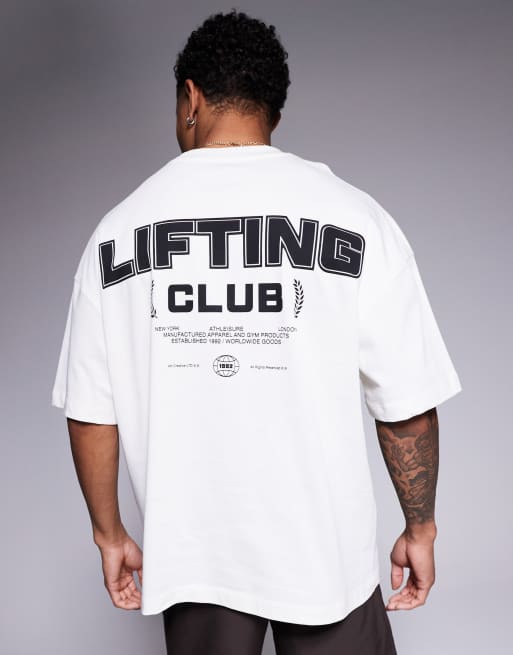 4505 - Råhvid T-shirt med print på ryggen i kraftig bomuld med hurtigttørrende finish 