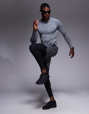4505 Reflective Quick Dry Base Layer Running Tights With Energy Gel Pocket In Gray