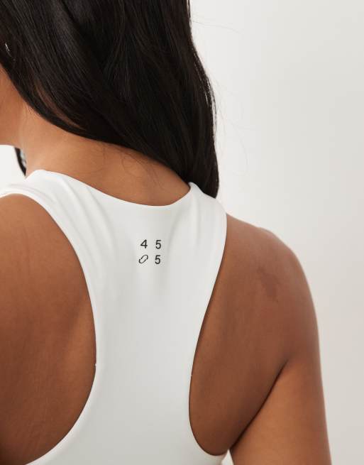 4505 - Reggiseno sportivo a supporto medio bianco con dorso a vogatore, 4 di 4