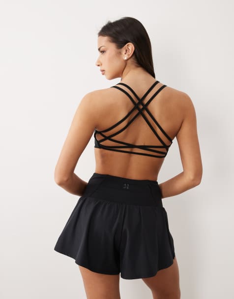 4505 - Reggiseno sportivo nero morbido al tatto a supporto leggero con fascette - view 1