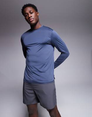 4505 regular fit quick dry long sleeve running T-shirt in navy