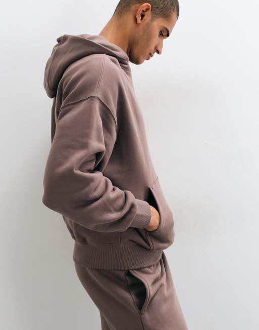 4505 Rest Day 400 g/m² kraftig bomulds-pullover-hættetrøje med boxy pasform i taupebrun, 3 af 5