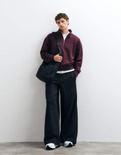 4505 Rest Day 400gsm heavyweight cotton wide leg joggers in maroon, 2 von 2
