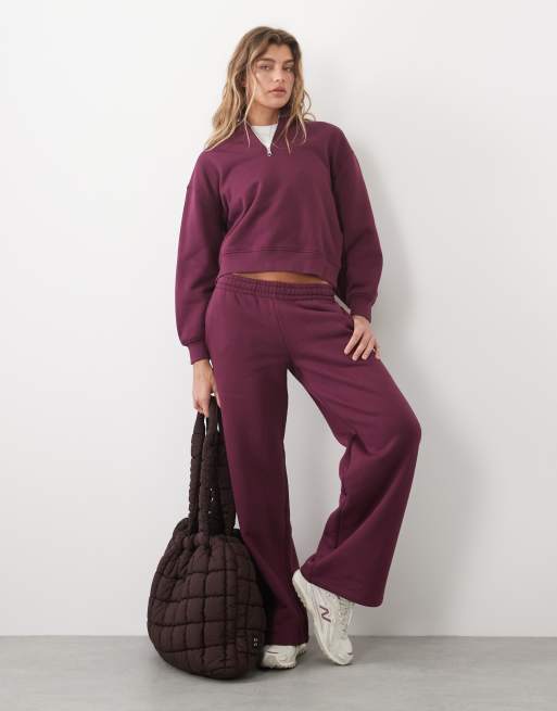 4505 Rest Day 400gsm heavyweight cotton 1/4 zip cocoon sweat in wine, 3 of 4