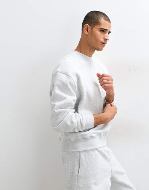 4505 Rest Day 400gsm heavyweight cotton boxy crew neck sweatshirt in light gray heather, 2 of 5