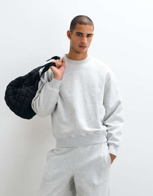 4505 Rest Day 400gsm heavyweight cotton boxy crew neck sweatshirt in light gray heather, 3 of 5
