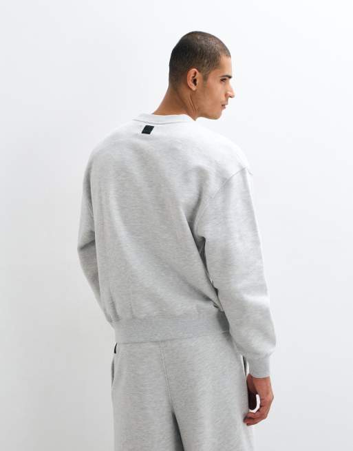 4505 Rest Day 400gsm heavyweight cotton boxy crew neck sweatshirt in light gray heather, 5 of 5