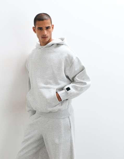 4505 Rest Day 400gsm heavyweight cotton boxy overhead hoodie in light grey marl - view 1