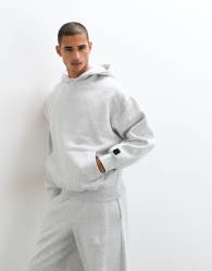 4505 Rest Day 400gsm heavyweight cotton boxy overhead hoodie in light grey marl