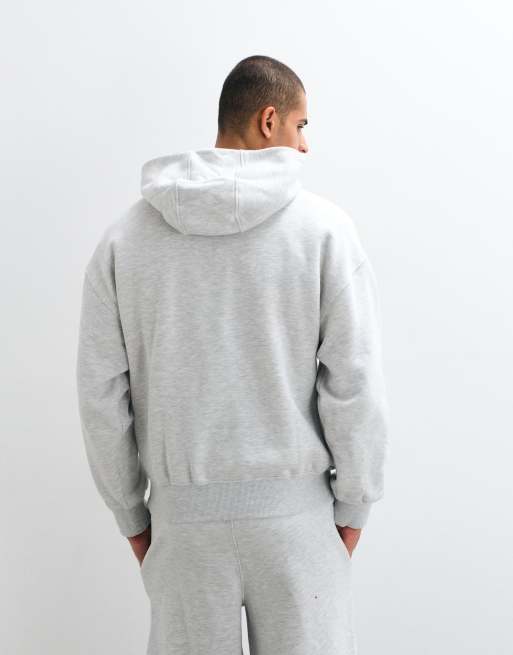 4505 Rest Day 400gsm heavyweight cotton boxy overhead hoodie in light grey marl, 5 of 5