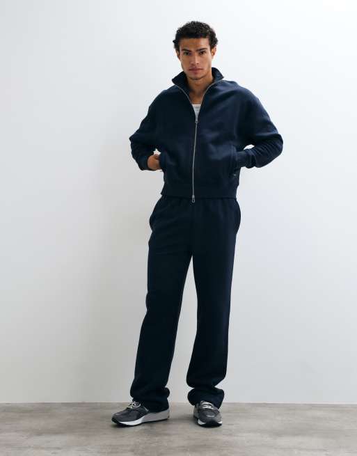 4505 Rest Day 400gsm heavyweight cotton boxy crew neck sweatshirt in navy, 3 of 4