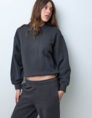 4505 Rest Day 400gsm Heavyweight Cotton Crew Neck Cocoon Sweatshirt In Gray