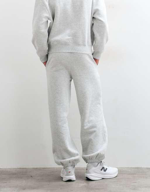 4505 Rest Day 400gsm heavyweight cotton loose fit cuffed joggers in light grey marl, 3 of 5