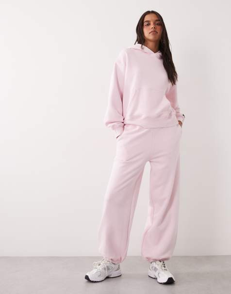 4505 Rest Day 400gsm heavyweight cotton slouchy fit cuffed sweatpants in ballet pink - view 1