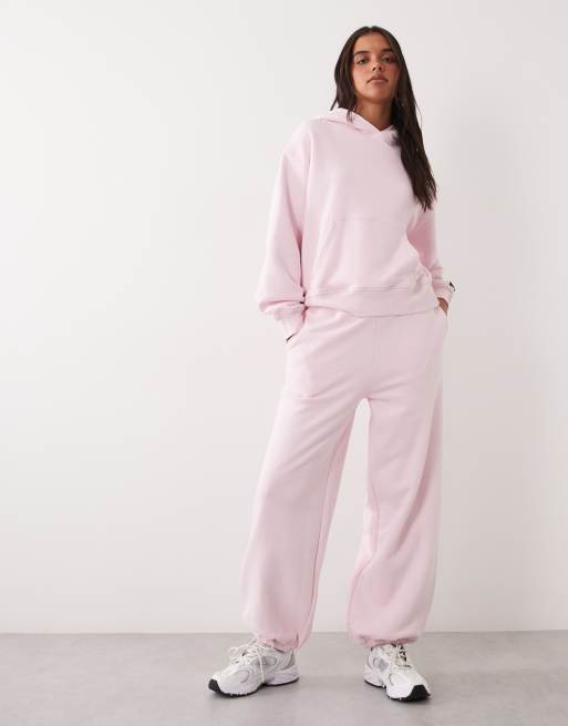 4505 Rest Day 400gsm heavyweight cotton cocoon hoodie and slouchy fit cuffed sweatpants in ballet pink, 2 of 3