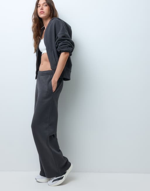 4505 Rest Day 400gsm heavyweight cotton wide leg joggers in charcoal, 3 of 5