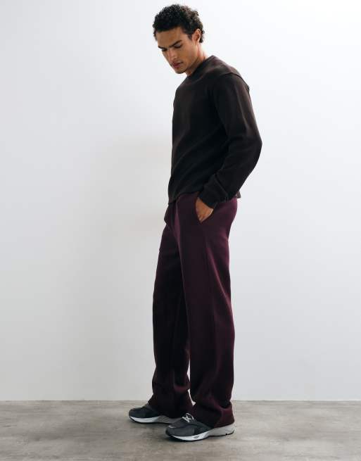 4505 Rest Day 400gsm heavyweight cotton wide leg joggers in maroon, 2 of 5