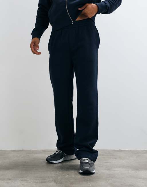 4505 Rest Day 400gsm heavyweight cotton wide leg joggers in navy, 3 of 5