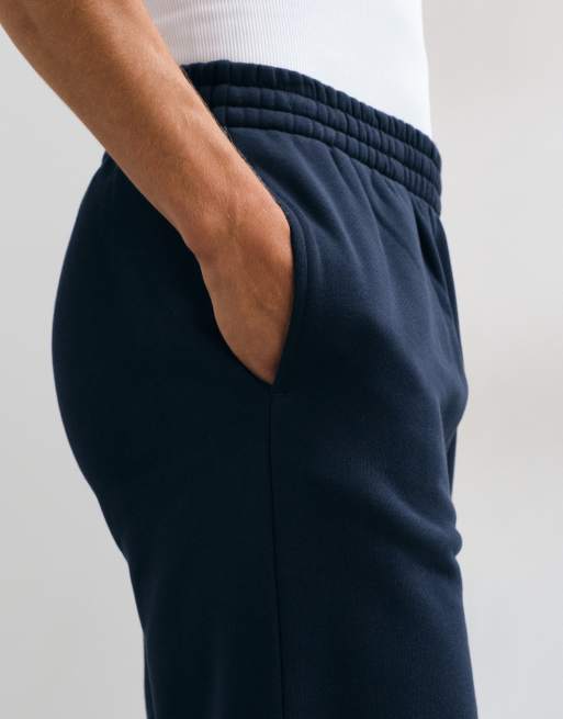 4505 Rest Day 400gsm heavyweight cotton wide leg joggers in navy, 5 of 5