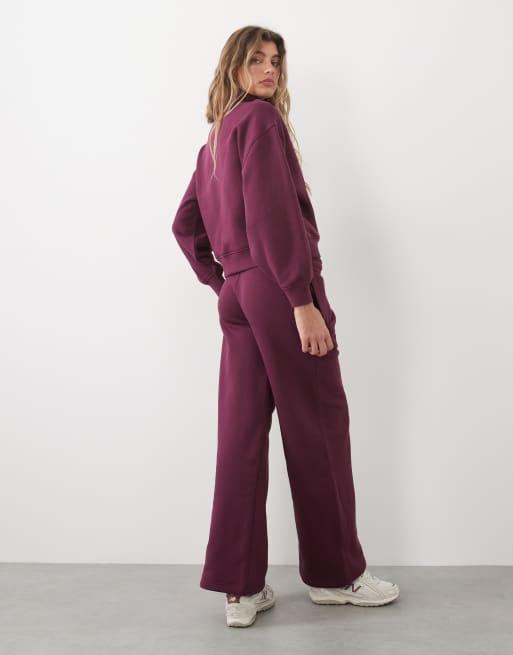 4505 Rest Day 400gsm heavyweight cotton wide leg joggers in wine, 4 of 5