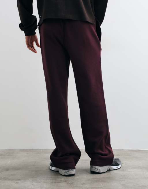 4505 Rest Day 400gsm heavyweight cotton wide leg sweatpants in maroon, 4 of 5