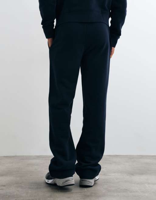 4505 Rest Day 400gsm heavyweight cotton wide leg trackies in navy, 4 of 5