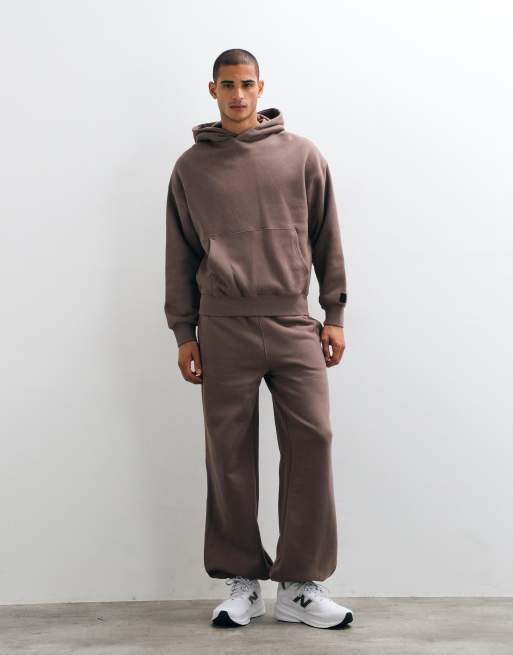 4505 Rest Day 400gsm heavyweight cotton boxy overhead hoodie in taupe brown, 2 van 3