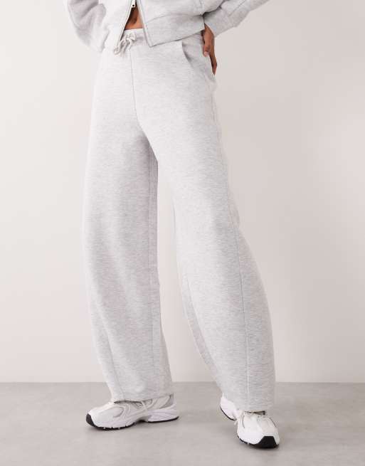 4505 Rest Day barrel leg joggers in scuba-style fabric in grey marl, 2 of 5